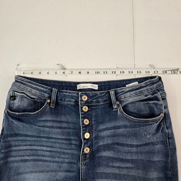 KanCan™ High Rise Ripped Cropped Jean button fly distressed 32 women 6368 skinny - Picture 4 of 11